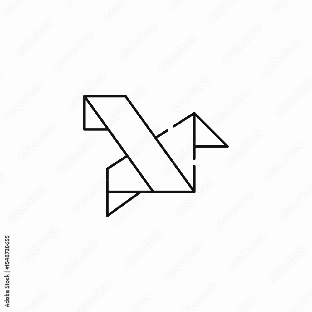 origami bird shape icon sign vector origami bird shape icon sign vector