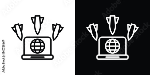 Ddos icon design. simple stroke line vector icon set