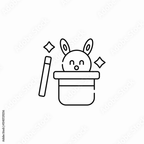 rabbit magic hat icon sign vector