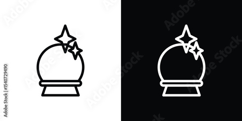 Crystal ball icon design. simple stroke line vector icon set