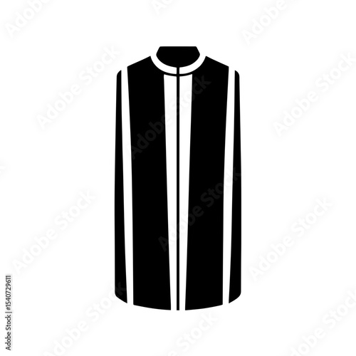 Minimalist black silhouette of a papal stole with ceremonial sash design
