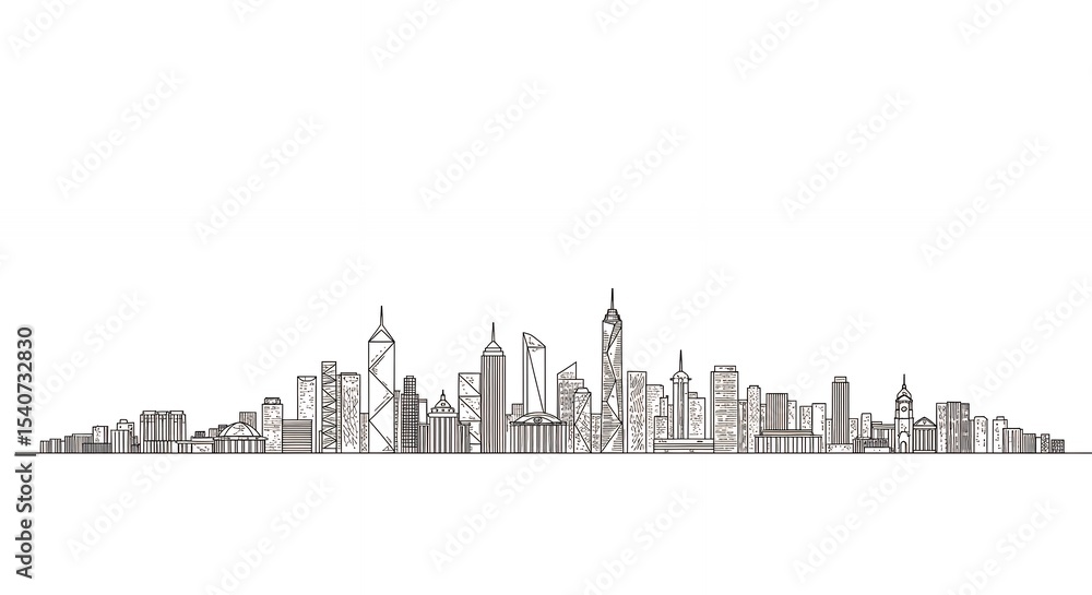Fototapeta premium City skyline line drawing