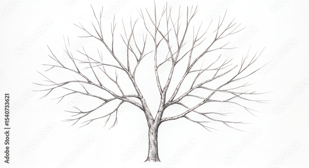 Obraz premium Line drawing bare tree