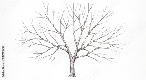 Line drawing bare tree