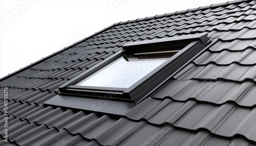 Velux Roof Window Installation With Stylish Black Roof Tiles Enhances The Look Of The Property And Provides Natural Light.