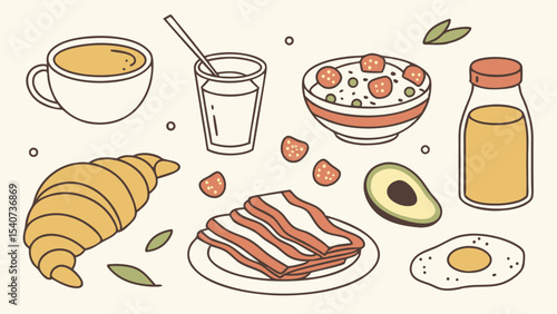 A delicious and healthy breakfast illustration