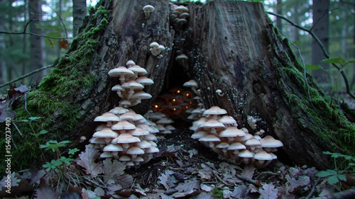 Mystical Forest, Stump, Fungi, Light, Beautiful, Nature, Tree Trunk