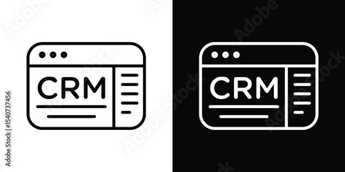 CRM icon design. simple stroke line vector icon set