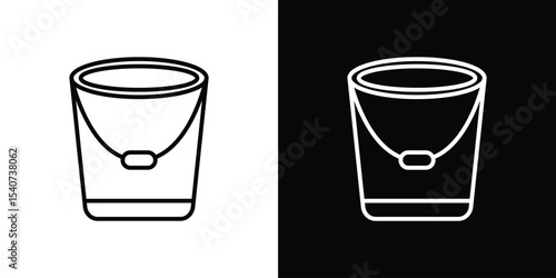 Bucket icon design. simple stroke line vector icon set
