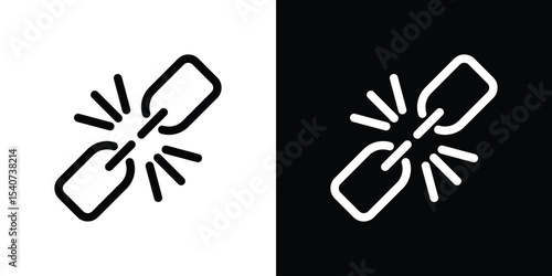 Broken link icon design. simple stroke line vector icon set
