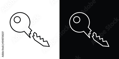 Broken key icon design. simple stroke line vector icon set