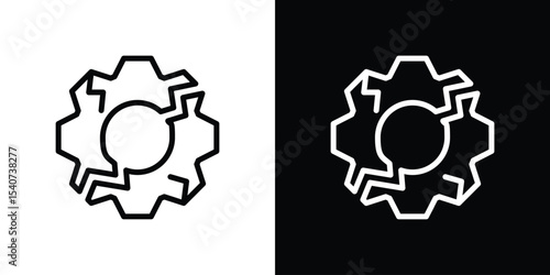 Broken gear icon design. simple stroke line vector icon set