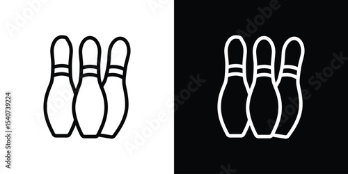 Bowling pins icon design. simple stroke line vector icon set