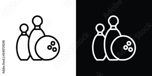 Bowling icon design. simple stroke line vector icon set