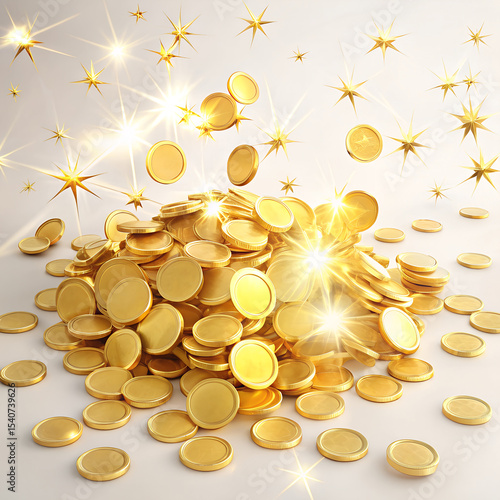 Realistic Shiny Gold Coin with Soft Light and Abstract Background