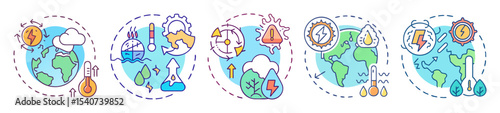 Various graphical representations of the impact of global warming and climate change