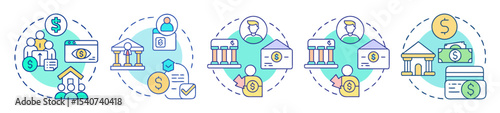 Conceptual illustration of banking services and financial transactions including online banking services