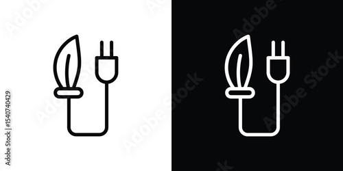 Biomass energy icon design. simple stroke line vector icon set