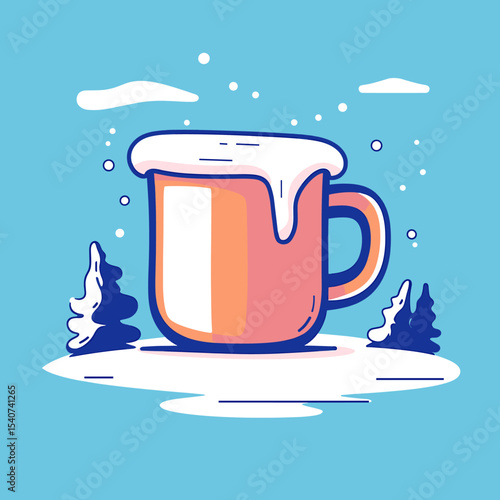 Frosty Mug of Warmth Winter Beverage Illustration