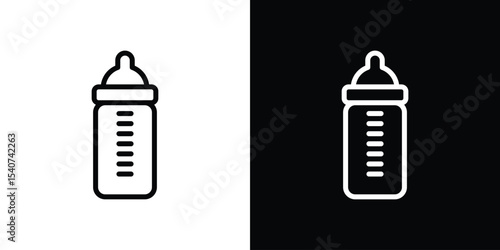 Baby milk bottle icon design. simple stroke line vector icon set