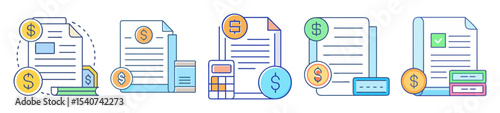 Financial documents and payments concept with various payment methods and verification