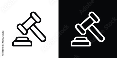 Auction icon design. simple stroke line vector icon set