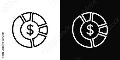 Asset allocation icon design. simple stroke line vector icon set