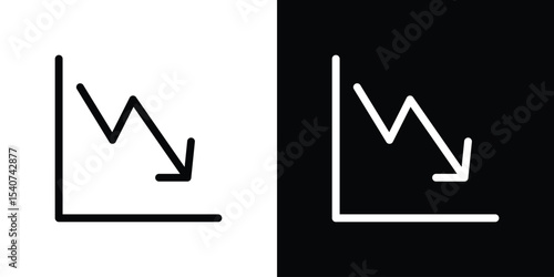 Arrow trend-down icon design. simple stroke line vector icon set