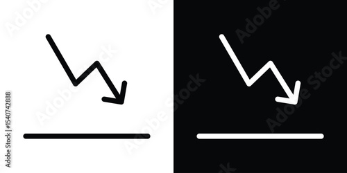 Arrow trend-down icon design. simple stroke line vector icon set