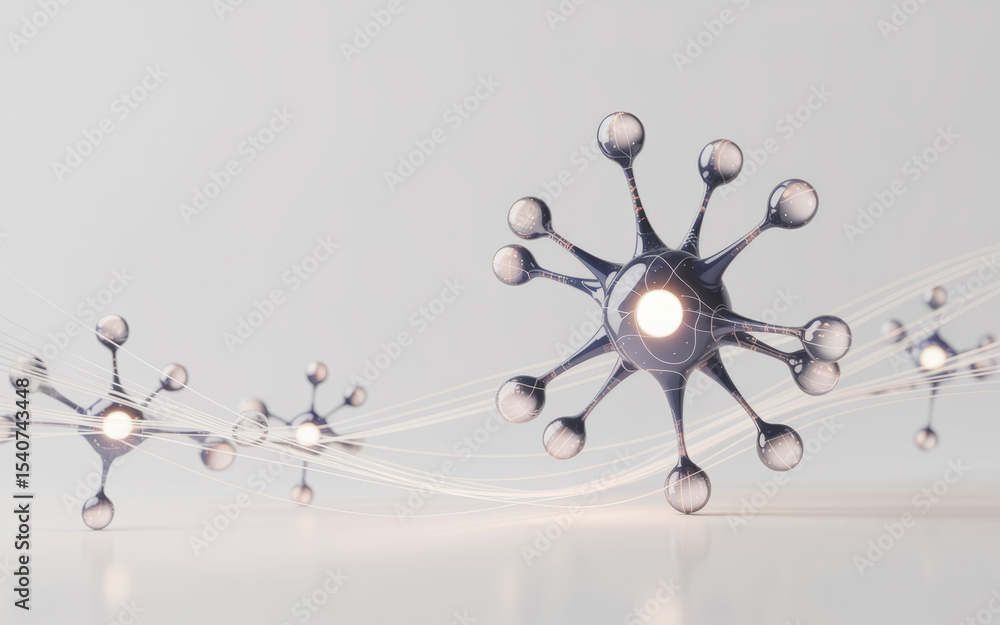 Abstract Neuronal Network: Illuminated, interconnected abstract structures evoke a sense of scientific inquiry and technological innovation. Abstract Neuronal Network: Illuminated, interconnected abstract structures evoke a sense of scientific inquiry and technological innovation.