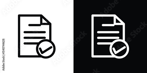 Accept document icon design. simple stroke line vector icon set