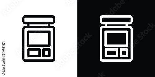 ATM machine icon design. simple stroke line vector icon set