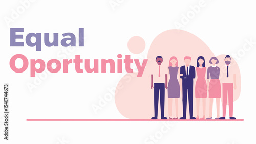 Illustration depicting equal opportunity with diverse professionals standing together nicely here