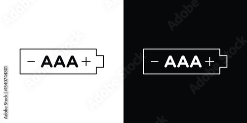 AAA battery icon design. simple stroke line vector icon set