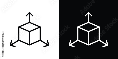 3D modeling icon design. simple stroke line vector icon set