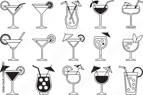 Refreshment Cocktails and Drink Glasses Set