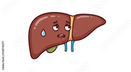 Cartoon liver with worried expression
