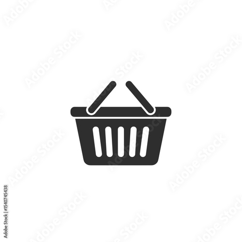 Shopping basket with handle in flat design on white background  