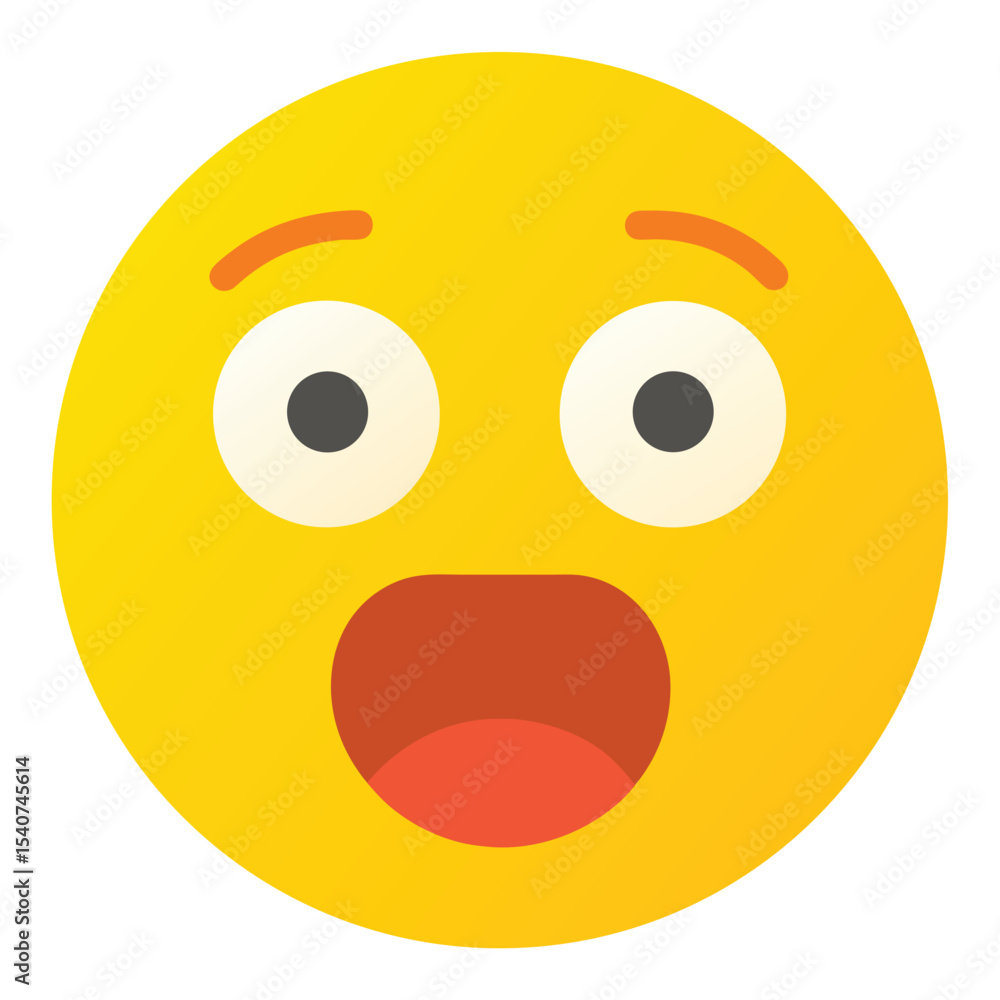 Fototapeta premium Cartoon of a Surprised Yellow Smiley Face With Wide Eyes and Mouth