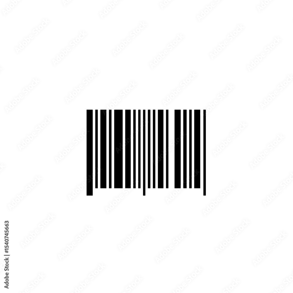 Barcode icon in black on a white background Barcode icon in black on a white background