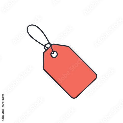 Price tag icon in red with black outline on white background  