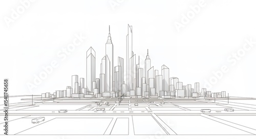 Digital sketch city skyline design