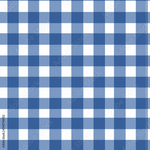 Classic Blue and White Gingham Check Pattern Seamless Texture for Design Projects