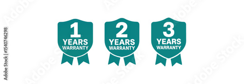 1, 2, and 3 Year Warranty Badges Teal