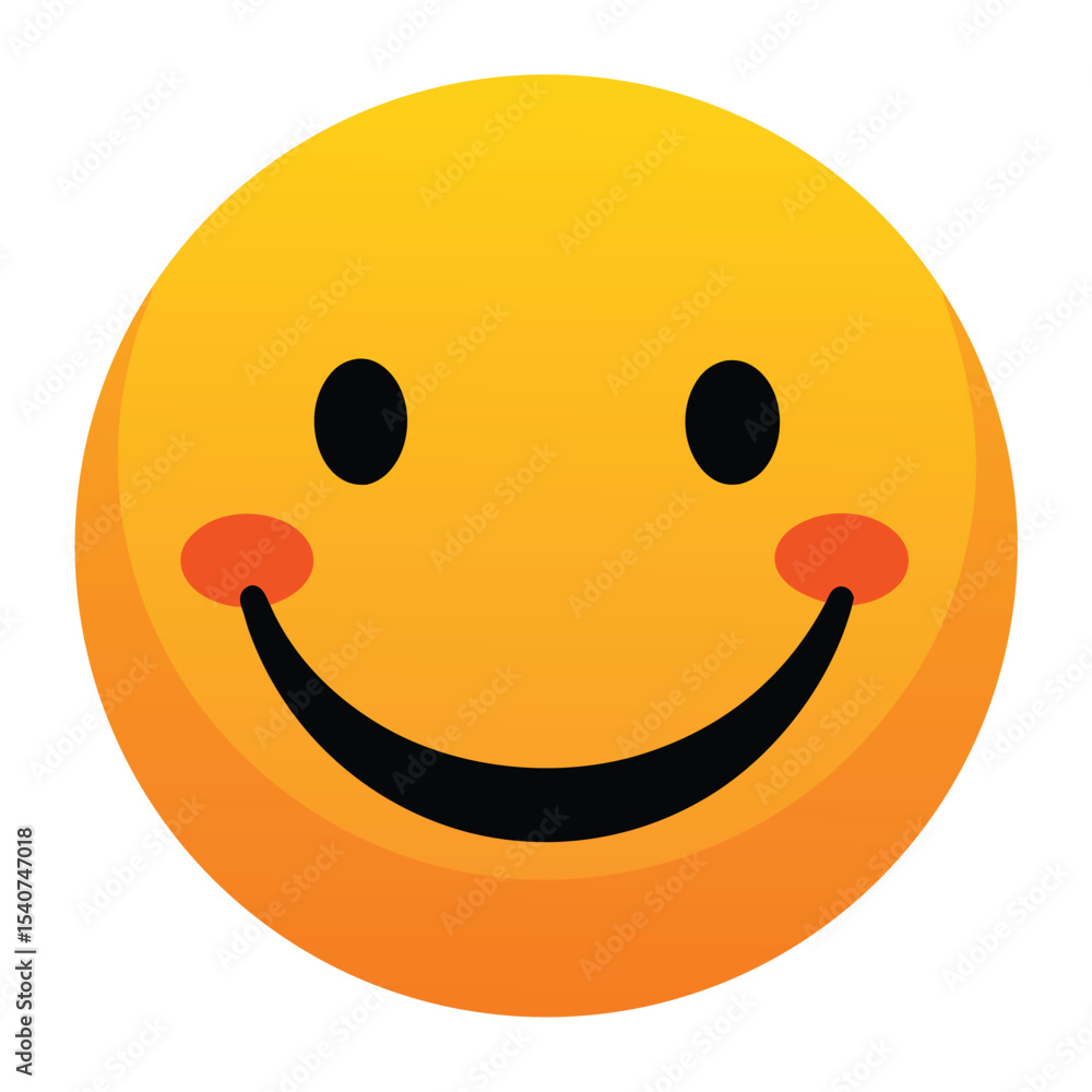 Fototapeta premium Cheerful Yellow Smiley Face with Black Smile and Rosy Cheeks Illustration