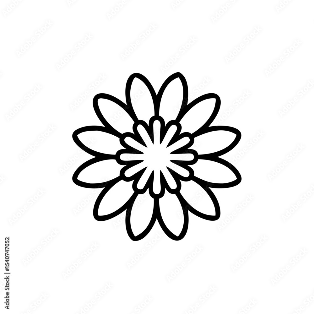 Fototapeta premium Hand drawn summer flower line art design element