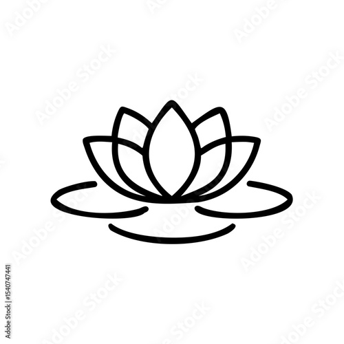 Hand drawn lotus flower summer bloom water lily minimalist line art