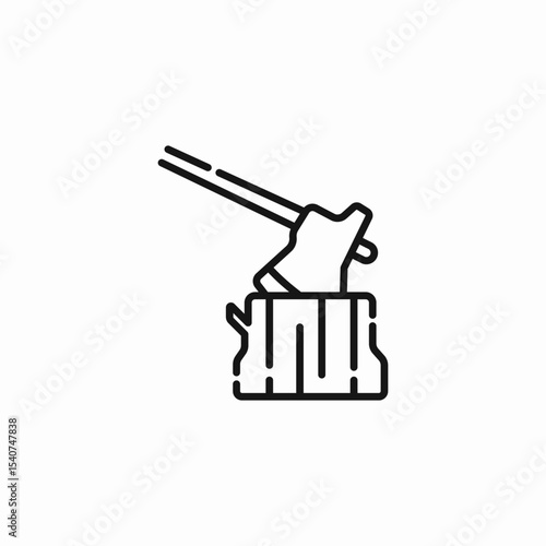 axe stump destruction icon sign vector