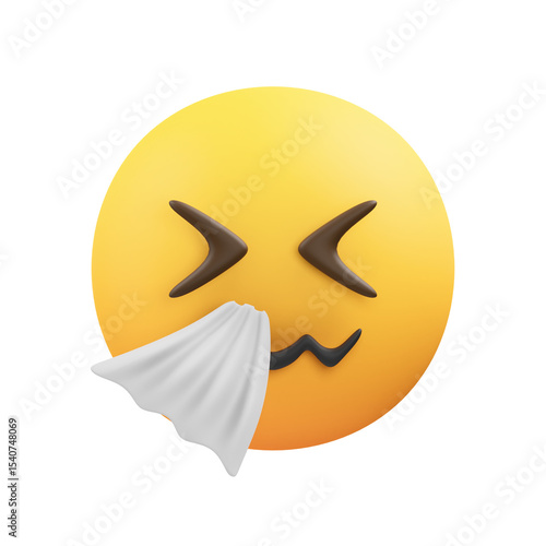 Sneezing Emoji 3D Illustration