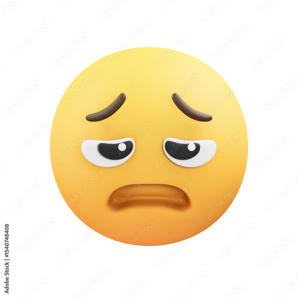 Fototapeta premium Weary Face Emoji 3D Illustration